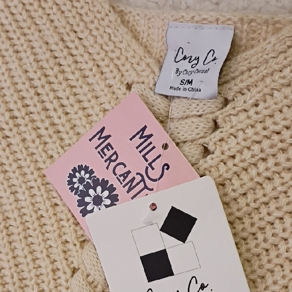 Cozy Casual Cream V-Neck Sweater with Lace-Up Front - Picture 5 of 7